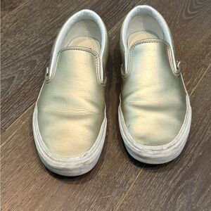 Vans Metallic Silver Slip-On Sneakers